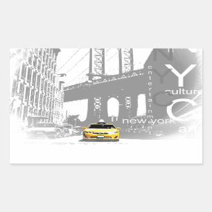 Sticker Rectangulaire Art de bruit jaune de taxi de New York City Nyc
