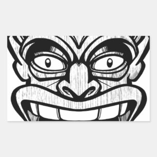 Sticker Rectangulaire art de Hawaïen de masque de tiki