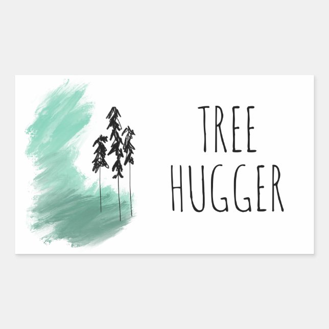 Sticker Rectangulaire art de l'arbre vert scandinave simple moderne ment (Devant)