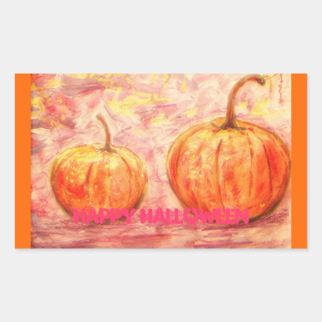 Sticker Rectangulaire art de l'halloween heureux (Devant)