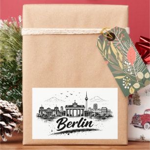 Sticker Rectangulaire Art de paysage urbain minimaliste de Berlin Allema