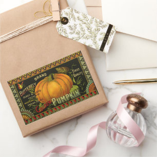 Sticker Rectangulaire Art d'étiquette de boîte vintage, courge papillon 