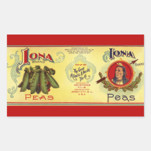 Sticker Rectangulaire Art d'étiquette de canette de légumes vintage, pet
