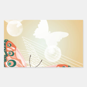 Sticker Rectangulaire Art du destin de l'amour de mariage de papillon ha