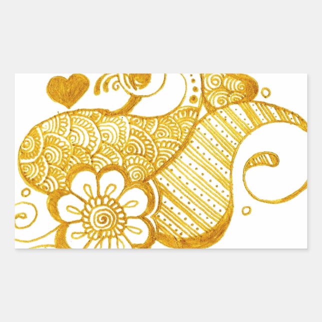 Sticker Rectangulaire Art du henné Gold Mehndi (Devant)