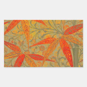 Sticker Rectangulaire Art en bambou terrestre Imprimer orange