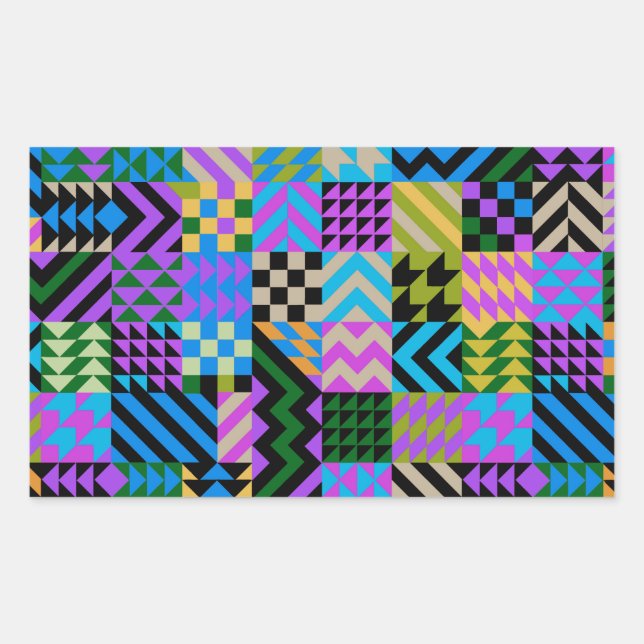 Sticker Rectangulaire Art folklorique tribal - Bleu (Devant)