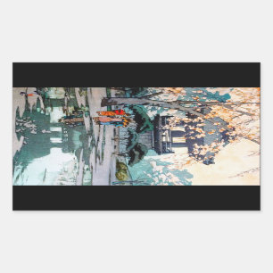 Sticker Rectangulaire Art japonais oriental frais de tombeau de Hiroshi