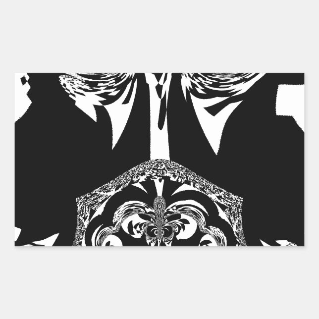 Sticker Rectangulaire Art noir et blanc africain (Devant)