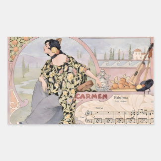 Sticker Rectangulaire Art Nouveau Carmen Habanera Print – Vintage Opera 
