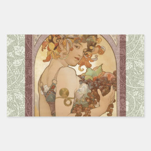 Sticker Rectangulaire Art Nouveau Femme Mucha Belle