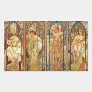 Sticker Rectangulaire Art Nouveau Temps du jour