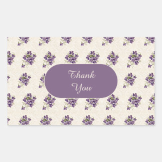 Sticker Rectangulaire Art Nouveau Violet Floral Pattern