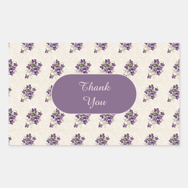 Sticker Rectangulaire Art Nouveau Violet Floral Pattern (Devant)