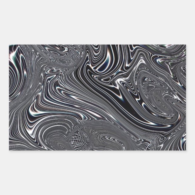 Sticker Rectangulaire Art numérique Abstrait noir et blanc (Devant)