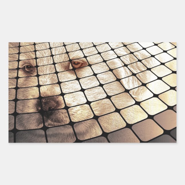 Sticker Rectangulaire Art numérique de chien cool (Devant)