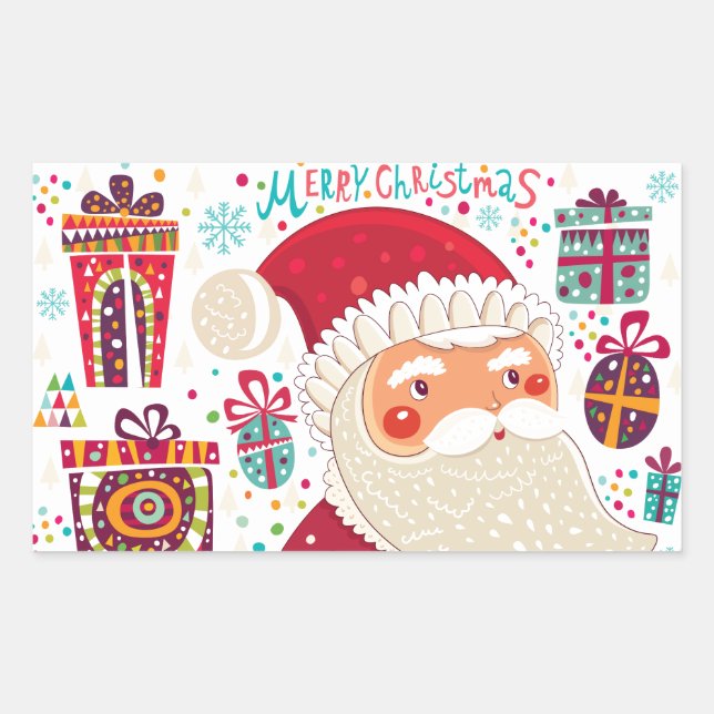 Sticker Rectangulaire Art populaire Santa Claus (Devant)
