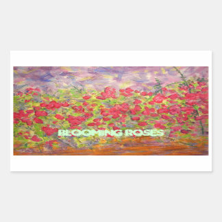 Sticker Rectangulaire art rose en floraison