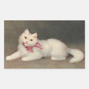 Sticker Rectangulaire Art vintage de chat blanc par Sofie Sperlich
