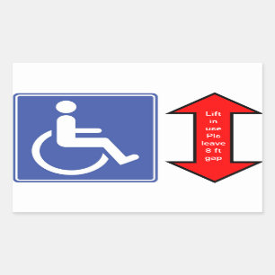 Sticker Rectangulaire "Ascenseur de fauteuil roulant en service "