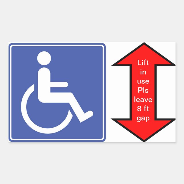 Sticker Rectangulaire "Ascenseur en fauteuil roulant en service" (Devant)