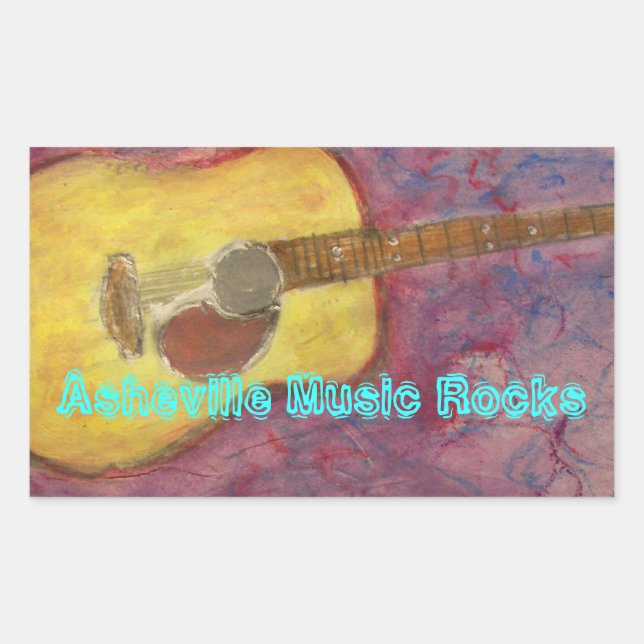 Sticker Rectangulaire Asheville Music Rocks (Devant)