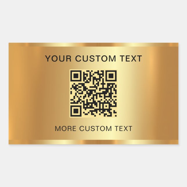 Sticker Rectangulaire Aspect Or du code QR scannable et élégant du texte (Devant)