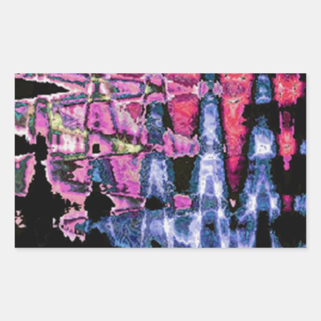 Sticker Rectangulaire Assez mignonne pourpre Cendres Gris et Noir Aquare (Devant)