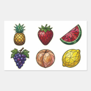 Sticker Rectangulaire Assortiment de fruits en verre coloré