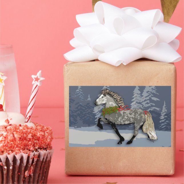 Sticker Rectangulaire Astrid Cheval Islandais pour les Fêtes (Fête)