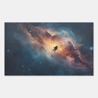 Sticker Rectangulaire astronaute flottant à travers l'immensité de l'esp
