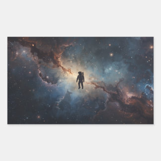 Sticker Rectangulaire astronaute flottant dans l'immensité de l'espace