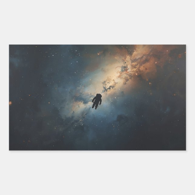 Sticker Rectangulaire astronaute solitaire flottant à travers l'immensit (Devant)