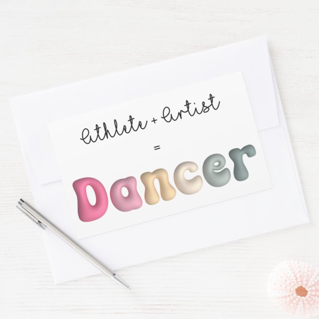 Sticker Rectangulaire Athlète + Artiste = Danseuse, Funny gifT pour dans (Enveloppe)