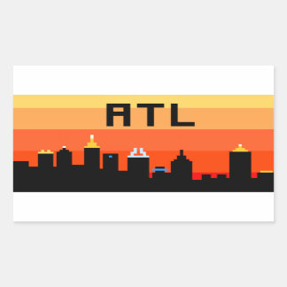 Sticker Rectangulaire Atlanta Skyline ATL 8 bits