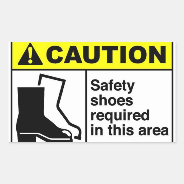 Sticker Rectangulaire ATTENTION Chaussures de sécurité (Devant)