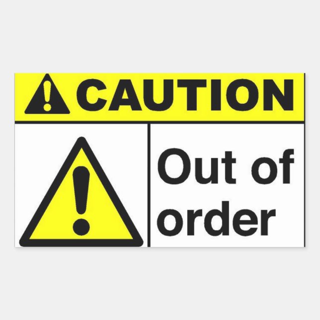 Sticker Rectangulaire ATTENTION En panne (Devant)