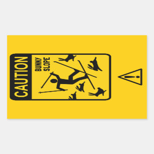 Sticker Rectangulaire ATTENTION : Piste pour débutants - Panneau d'avert