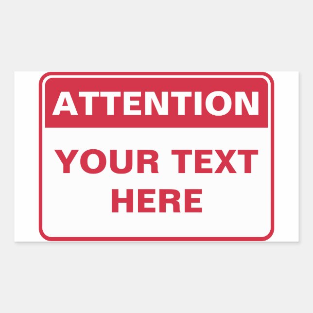 Sticker Rectangulaire Attention Sign, template (Devant)