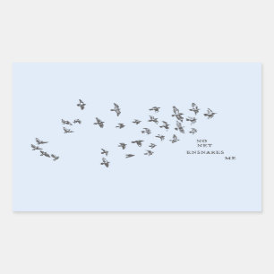 Sticker Rectangulaire "Aucun filet ne m'enfonce" + oiseaux (noir sur ble