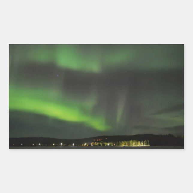 Sticker Rectangulaire Aurora borealis dans le ciel (Devant)