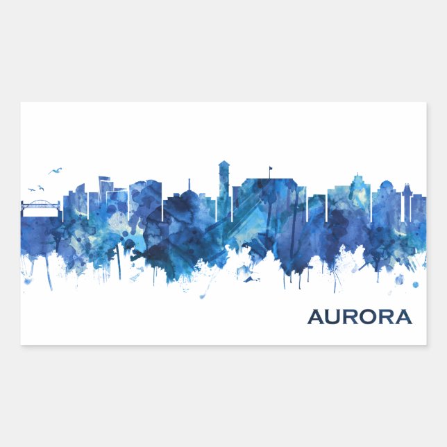Sticker Rectangulaire Aurora Colorado Skyline Blue (Devant)