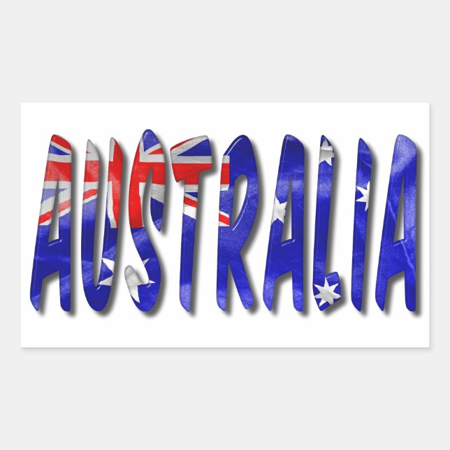Sticker Rectangulaire Australie Mot Avec Drapeau (Devant)