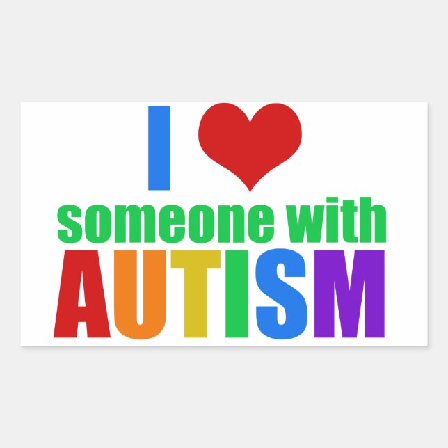 Sticker Rectangulaire Autism Love Rainbow Family Support Coloré Cute (Devant)