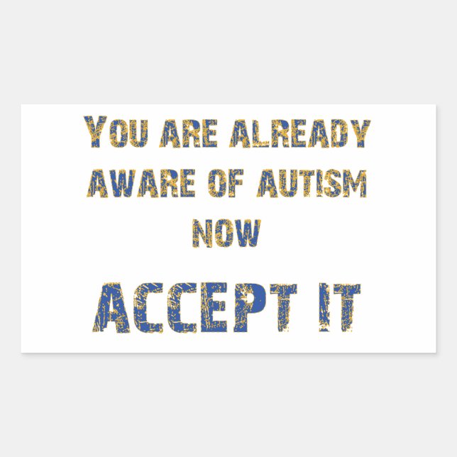 Sticker Rectangulaire Autisme Accepter Il Jaune/Bleu (Devant)