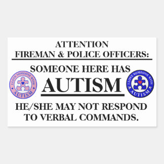 Sticker Rectangulaire AutismPuzzlePiece.com Autisme incendie/sécurité d'