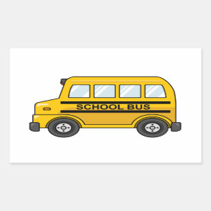 Sticker Rectangulaire Autobus scolaire jaune et noir de bande dessinée