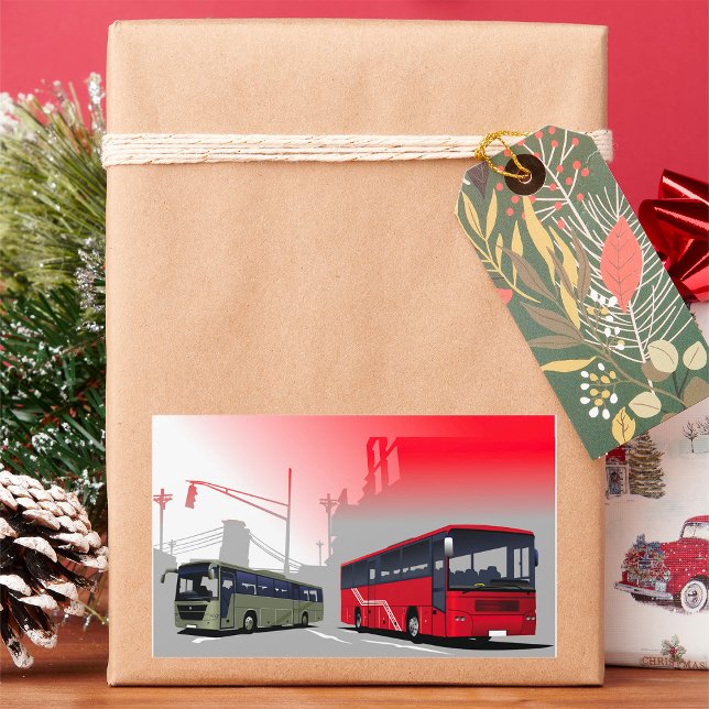 Sticker Rectangulaire Autobus urbains Red Green Coaches sur Urban Street (Créateur téléchargé)