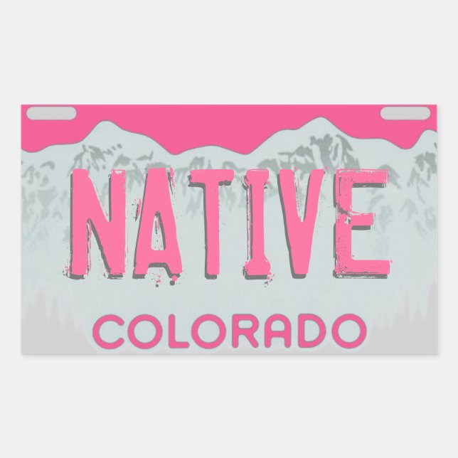Sticker Rectangulaire Autochtone du Colorado artsy rose plaque d'immatri (Devant)