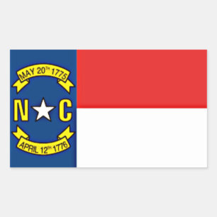 Sticker Rectangulaire Autocollant, Drapeau de Caroline du Nord,